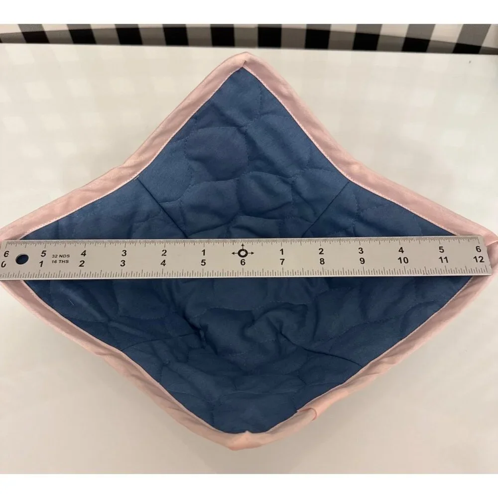 Handmade MINI FLORAL PINK TRIM Microwave Safe Bowl Cozy Reversible Quilted Cozie - Picture 6 of 6